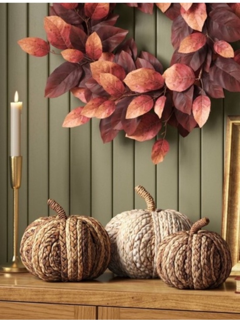 NWT Threshold Woven Rope Pumpkins - Natural Brown